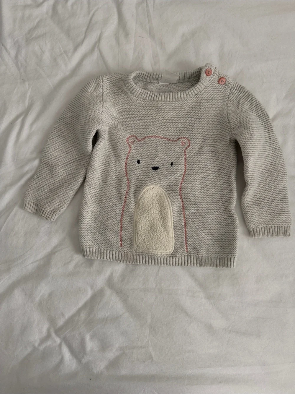 Zara and bush peach and Cream Knit Bear Sweater size 6-9months